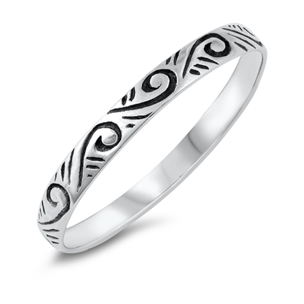 CloseoutWarehouse Oxidized Sterling Silver Intertwined Infinity Rope Band Ring
