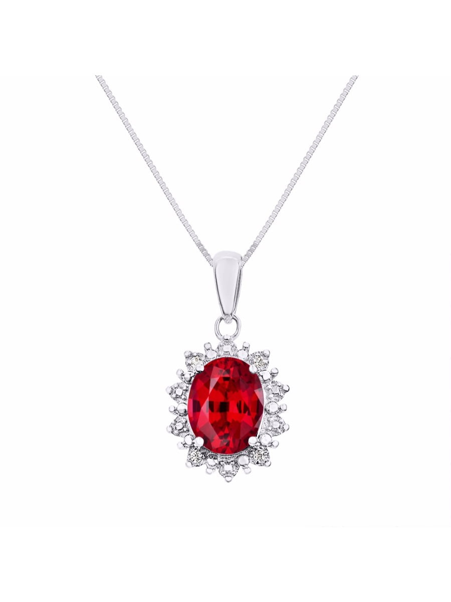 Rylos - *RYLOS Simply Elegant Beautiful Red Ruby & Diamond Pendant