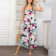 thumbnail image 4 of Dyegold Jumpsuits for Women Casual, Summer Jumpsuit for Women Casual Loose Spaghetti Strap Overalls Floral Print Round Neck Sleeveless Rompers Overalls, 4 of 7