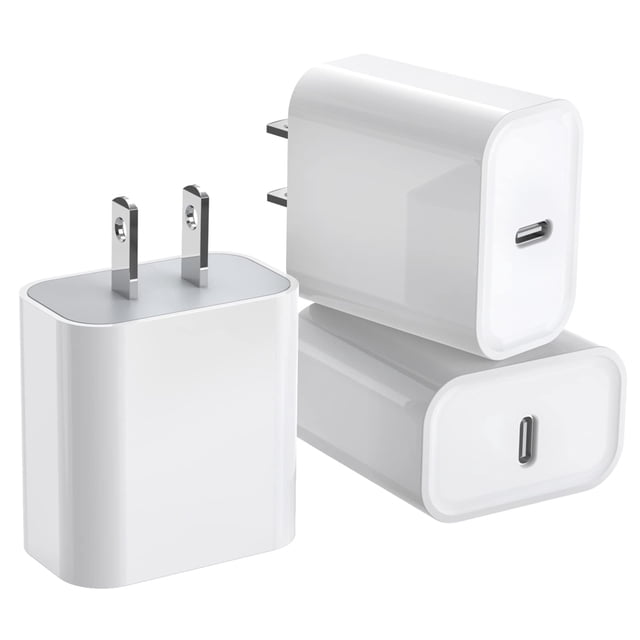 Cargador USB C de 20 W con suministro de energía para iPhone 16/15, paquete de 3