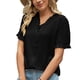 thumbnail image 1 of Blusa de manga corta para mujer con cuello en V y botones con volantes Blusa de manga corta a la moda para trabajar, 1 of 6