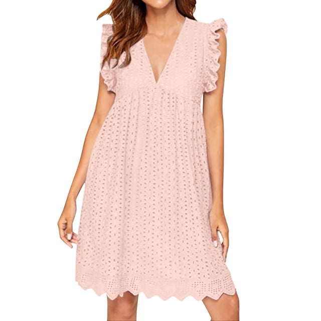 Ketyyh-chn99 Robes de Soirée pour Femmes Grande Taille Robe Soleil Robes pour Femmes à Manches Longues Robe Longue Confortable Rose,m