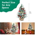 thumbnail image 5 of Pre-Lit Artificial Mini Christmas Tree,24 Inch Snow Flocked Artificial Pine Xmas Tree with 30 LED Lights, Red Barries, Cotton, Pinecones For Indoor Outdoor Christmas Holiday Decor, 5 of 8