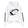 thumbnail image 2 of YVNAURA Women's Plus Size Football Sweatshirt Hoodie Fleece Pullover with Pocket Oversized Fall 2026 Trendy Hooded Sweater Cozy Game Day Casual Long Sleeve Top, White,L, 2 of 9
