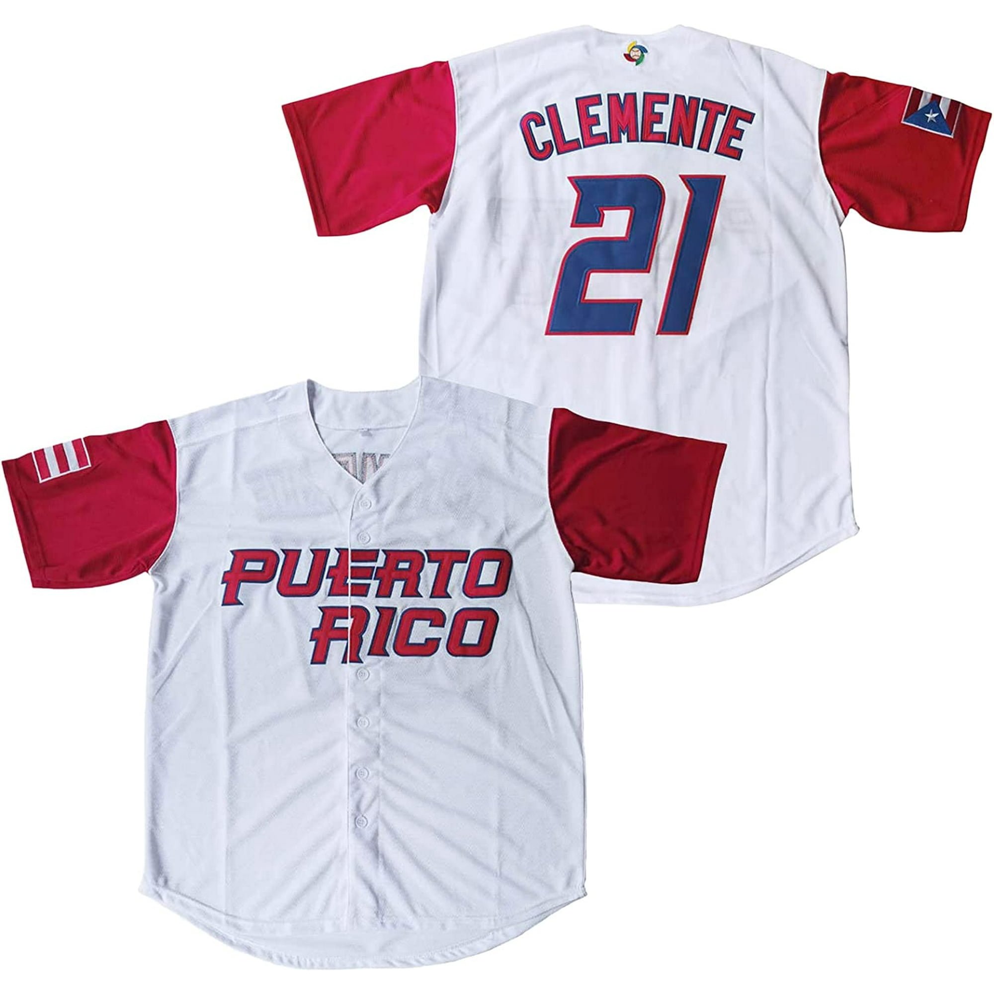 Men's Youth Puerto Rico #21 Clemente Baez #9 Baseball Jersey