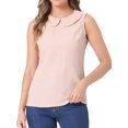 thumbnail image 1 of Blusa sin mangas de jacquard floral con cuello Peter Pan para mujer de Allegra K, color rosa, 1 of 6