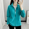 thumbnail image 6 of Women's Lightweight Full Zip Fleece Jacket Winter Warm Long Sleeve Stand Collar Outdoor Coat with Zipper Pockets Solid Color Loose Casual Thermal Coats for Cold Weather, 6 of 6