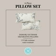 thumbnail image 5 of MARTHA STEWART Charming Foliage Indoor Outdoor Decorative Lumbar Pillow 2-Pack Set, UV Fade Resistant, Water Repellent, Printed Floral Design, Warm Grey, 11"x18", 5 of 9