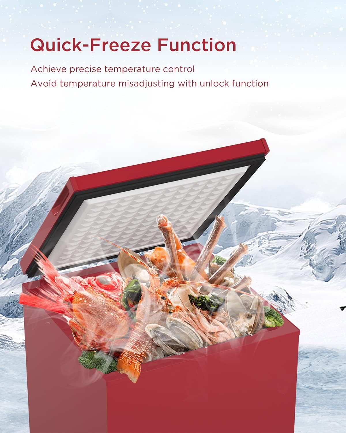 Northair -40°F Low Temperature Chest Freezer - 3.5 Cu Ft with 2 Removable Baskets - RED