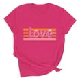 thumbnail image 7 of Avrnliq Valentine Womens Hot Pink Retro Graphic Tee - Stretchy Crew Neck Short Sleeve Striped Detail Loose Fit Everyday Casual Top,Size S, 7 of 7