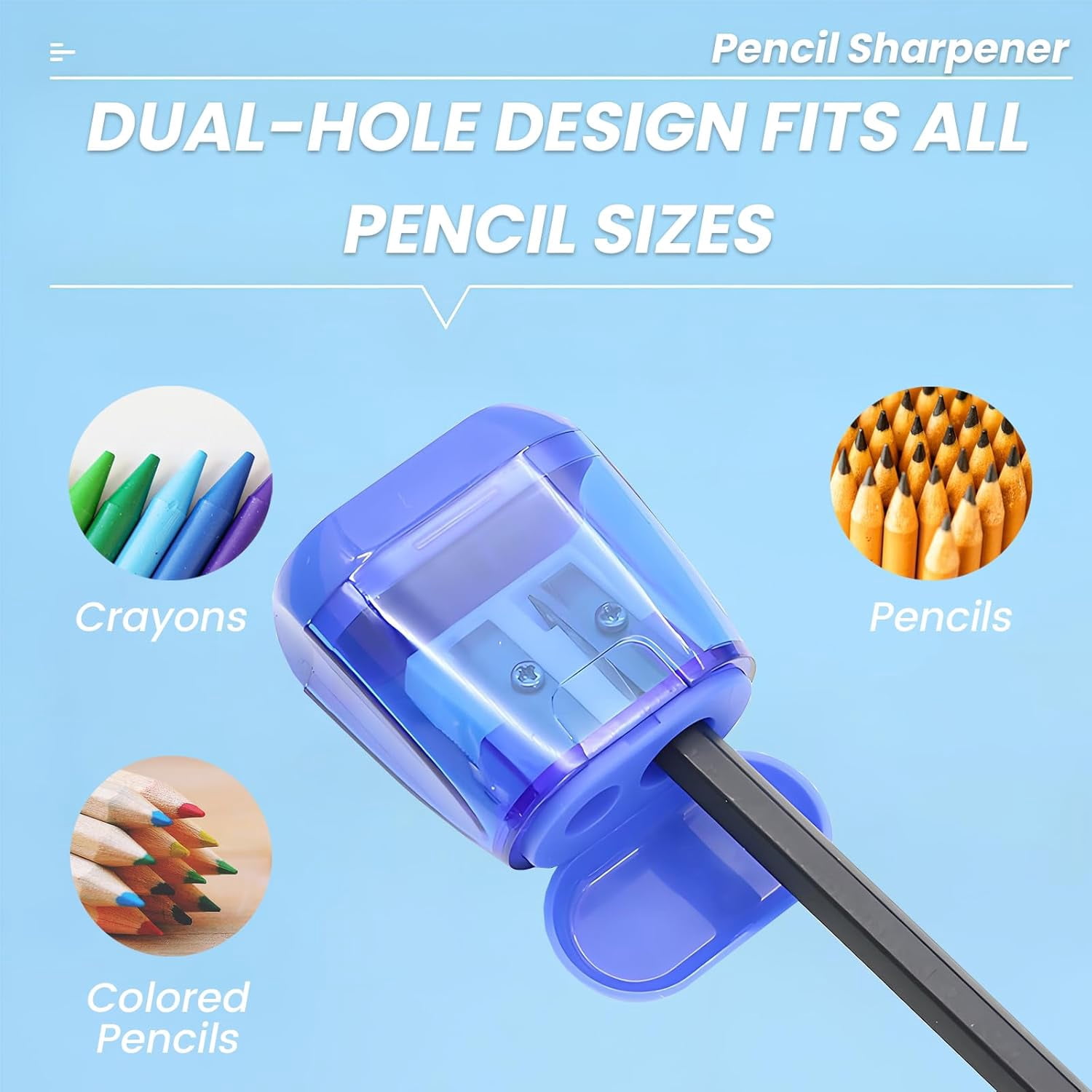 7-Pack Manual Pencil Sharpeners Compact & Portable, 4 Colors, Dual-Hole Design for Pencils, Crayons & Eyebrow Pencils Easy Clean, Travel Friendly$$Office