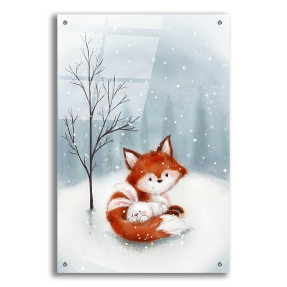 Epic Art 'Fox And Rabbit 1' by Makiko, Acrylic Glass Wall Art, 24"x36"