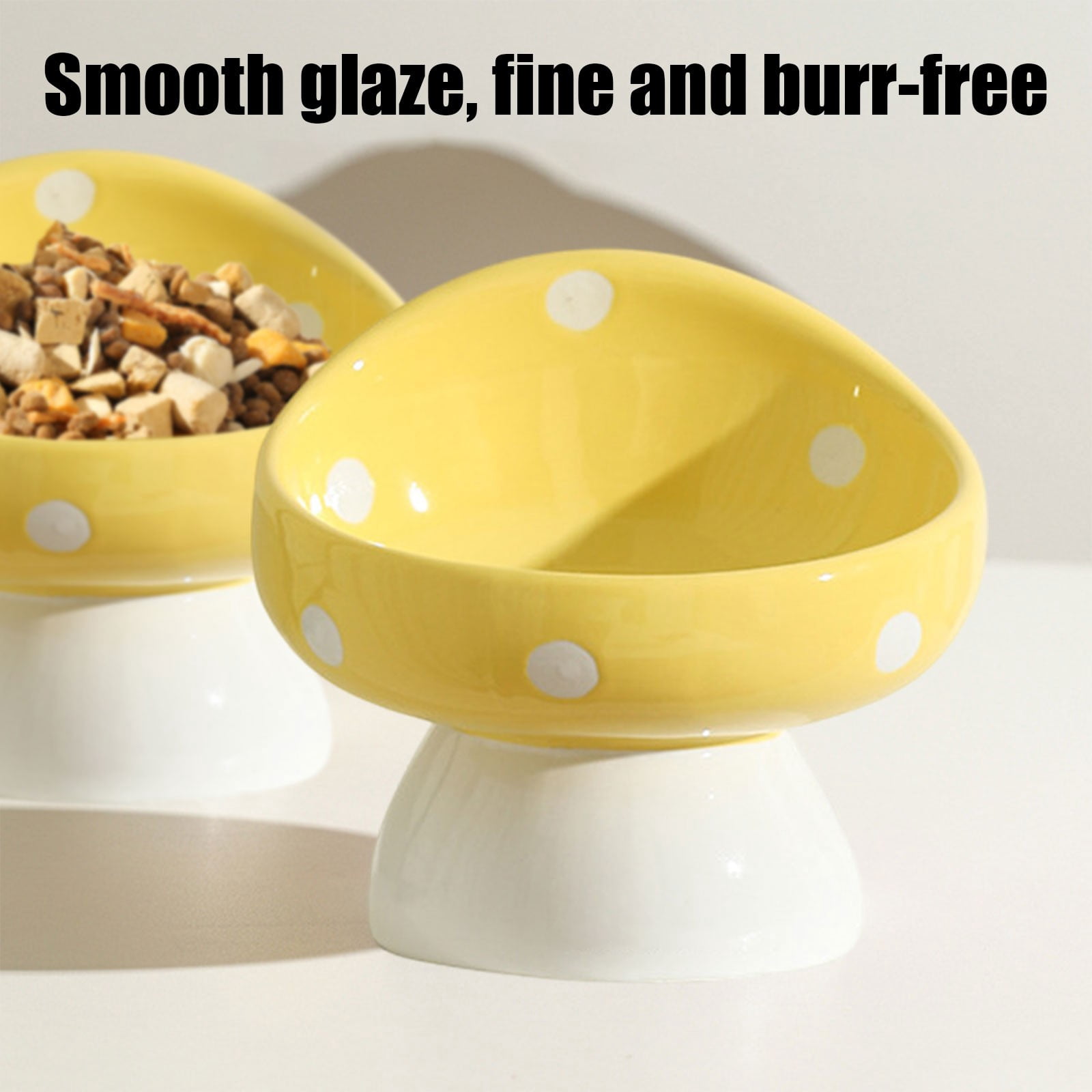 Aff*ordable！Ceramic Pet Bowl Set Wide Mouth Dog Cat Food Dish Non Slip Base Elevated Neck Support Feeder for Large Small Breeds, Tilted Design for Better Digestion and Posture
