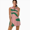 thumbnail image 2 of Pink green abstract wavy pattern Sports Dresses Women Tennis Dress Outdoor Badminton Golf Quick-Drying And Breathable Sports Dress, 2 of 4