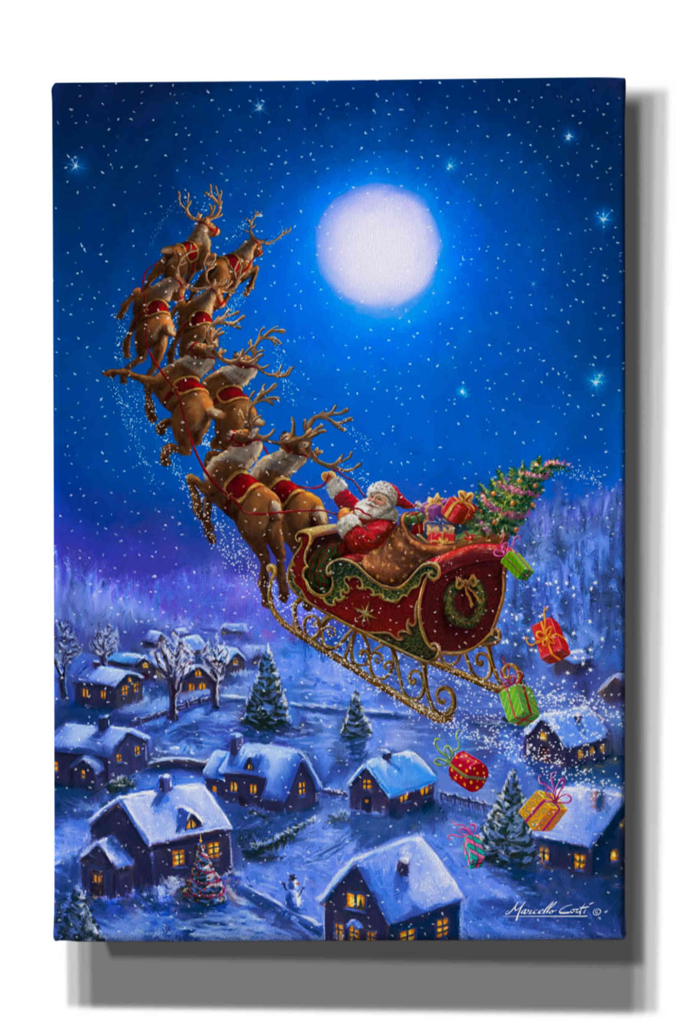 Epic Graffiti 'Santa’s Night Ride' by Ali Corti, Canvas Wall Art, 12 ...