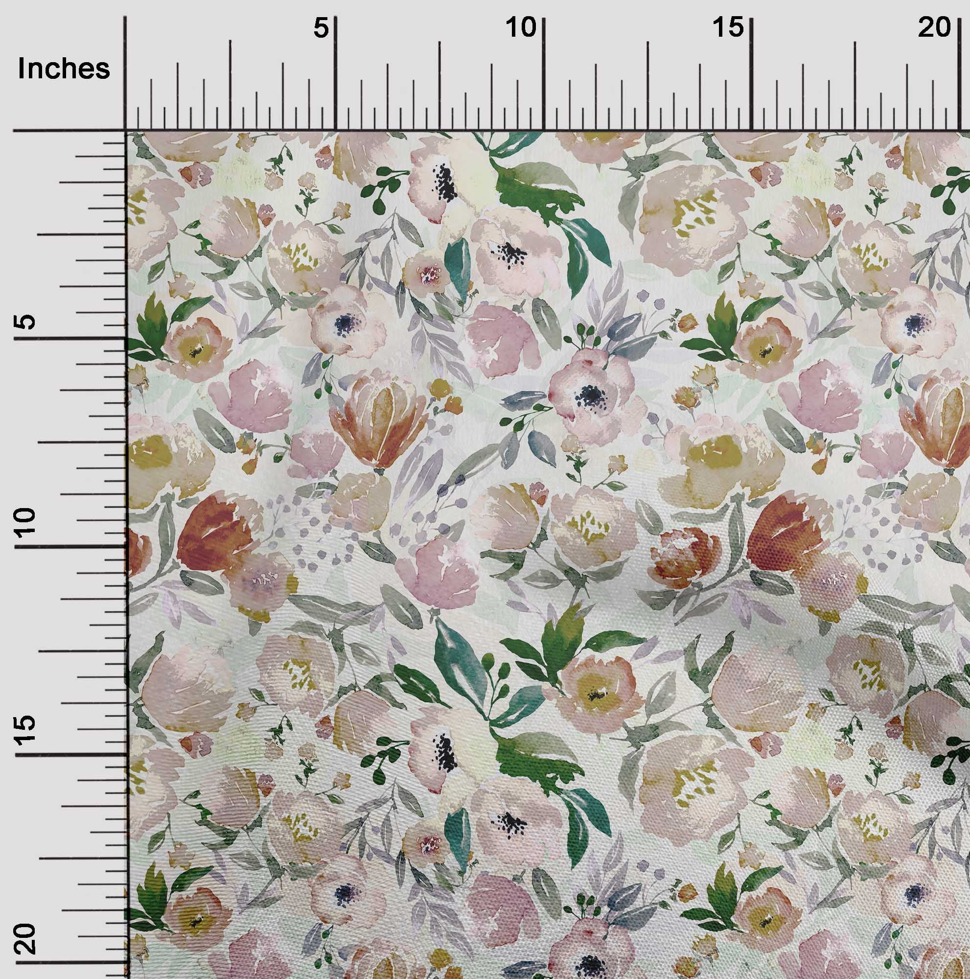 oneOone Viscose Chiffon Brown Fabric Floral Fabric For Sewing Printed Craft Fabric By The Yard 42 Inch Wide-V6