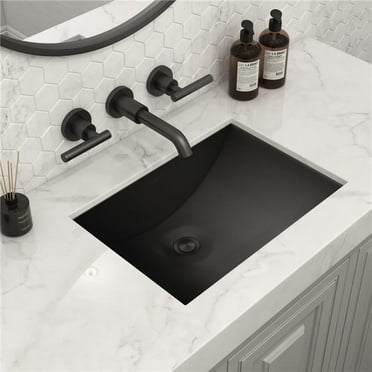 18 x 12 in. Stainless Steel Rectangular Undermount Bathroom Sink - Gunmetal Black