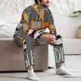 thumbnail image 7 of Logiee I Like Big Digger Print Mens Long Sleeve Pajama Set,Notched Collar Pajamas for Men, Men's Sleepwear,Mens Sleepwear with Pockets & Button Down-Medium, 7 of 7