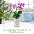thumbnail image 3 of Bottlepic Ceramic Orchid Planter with Holes, Orchid Pots with Tray for Indoor and Outdoor Plants Home Garden Decor, 3 of 6