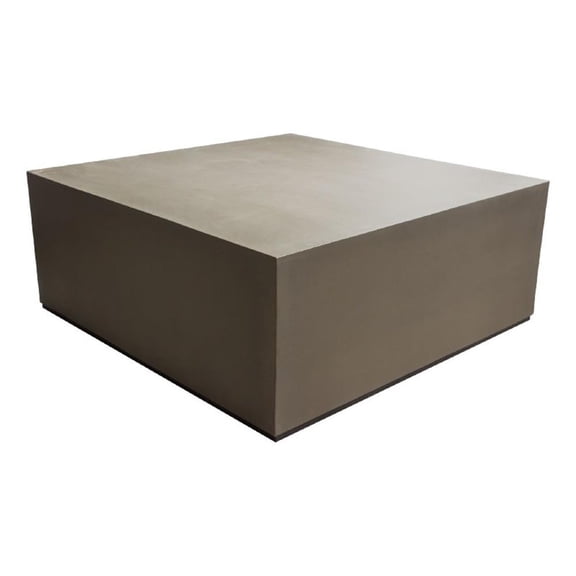 Benjara Viko Cocktail Coffee Table- 39" Natural Cement Gray Square Body