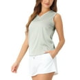 thumbnail image 4 of INSPIRE CHIC Womens Satin Tank Tops Casual Sleeveless Blouses V Neck Summer Top M Light Green, 4 of 6