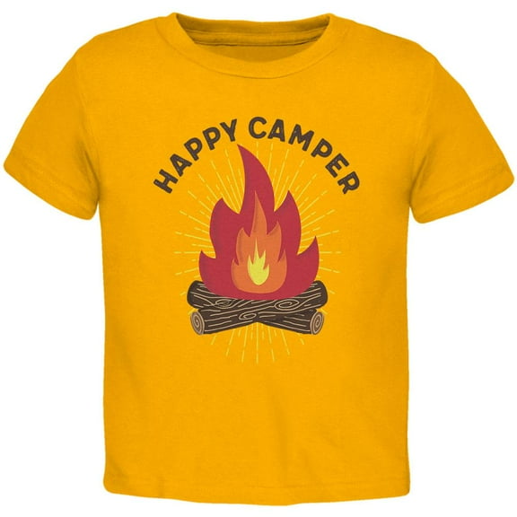 Hiking Happy Camper Campfire Toddler T Shirt Yellow 2T
