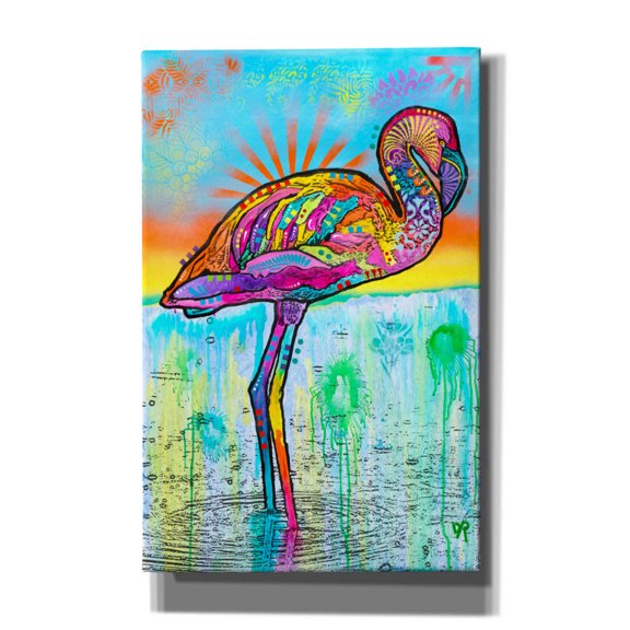 Epic Graffiti 'Pink Flamingo' by Dean Russo, Canvas Wall Art, 26"x40"