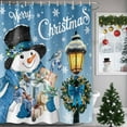 thumbnail image 3 of Blue Snowman Shower Curtain, 72" x 72", Christmas Winter Wreath Snowflake Xmas Waterproof Bathroom Curtain Washable Shower Curtain Set with 12 Hooks, 3 of 6
