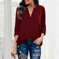 thumbnail image 2 of Beach Vacation Clothes for Women, Shirts for Women, Stylish Women Blouses Chiffon V Neck 3/4 Sleeve Elegant Work Shirt Casual Tunic Tops for and Daily Wear, 2 of 5