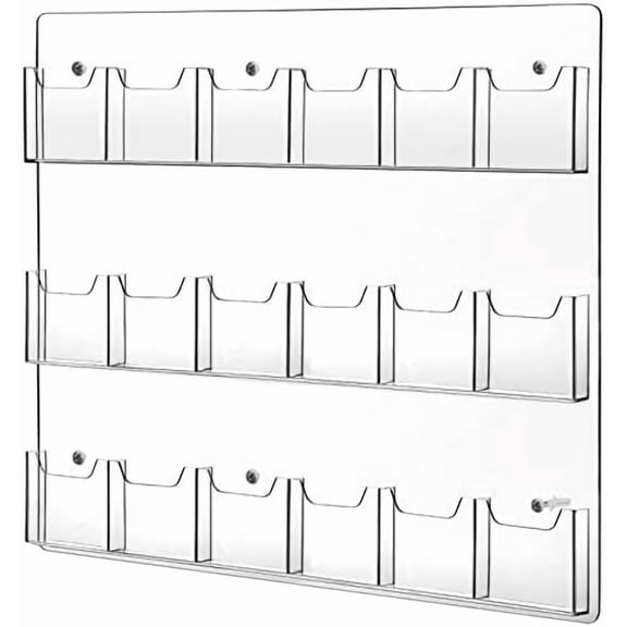 18 Pockets Acrylic Brochure Pamphlet Holder Brochure Display Stand Business Tri Fold Multi Slot Holder Rack Wall Mount Clear Pocket Space Saver for Flyer Literature Menu Advertise$$Other