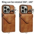 thumbnail image 3 of Allytech iPhone 14 Pro Max Case with Ring Holder & Shoulder Strap, Retro PU Leather Cards Slots Kickstand Detachable Lanyard Shockproof Wallet Case Cover for Apple iPhone 14 Pro Max - Brown, 3 of 14