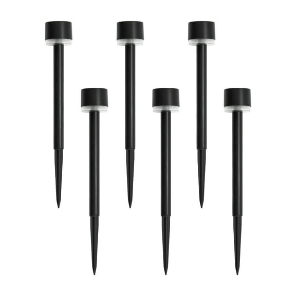 Mainstays Solar Powered Black Classic Halo Column LED Path Light and Landscape Light, 2 Lumens (6 Count)