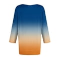 thumbnail image 5 of Blue Womens Blouses 3/4 Sleeve Tops for Women Summer Notched V Neck Plain T Shirts Casual Cute Three Quarter Length Blouses Ladies Tops and Blouses, 5 of 5
