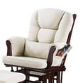 thumbnail image 3 of Noni Glider Manual Recliner Chair w Ottoman, Brown Wood, Square Beige, 3 of 6