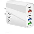 thumbnail image 1 of 65W Fast Charger, 2 Type-C PD + 3 USB Ports, Compact Wall Charging Station for Laptops, Phones & Tablets, Overheating Protection, 1 of 6