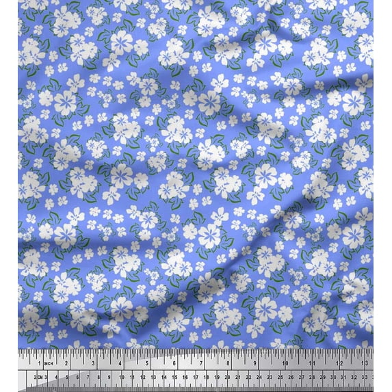 Soimoi Moss Georgette Fabric Leaves & Floral Artistic Printed Craft Fabric by The Yard 42 Inch Wide