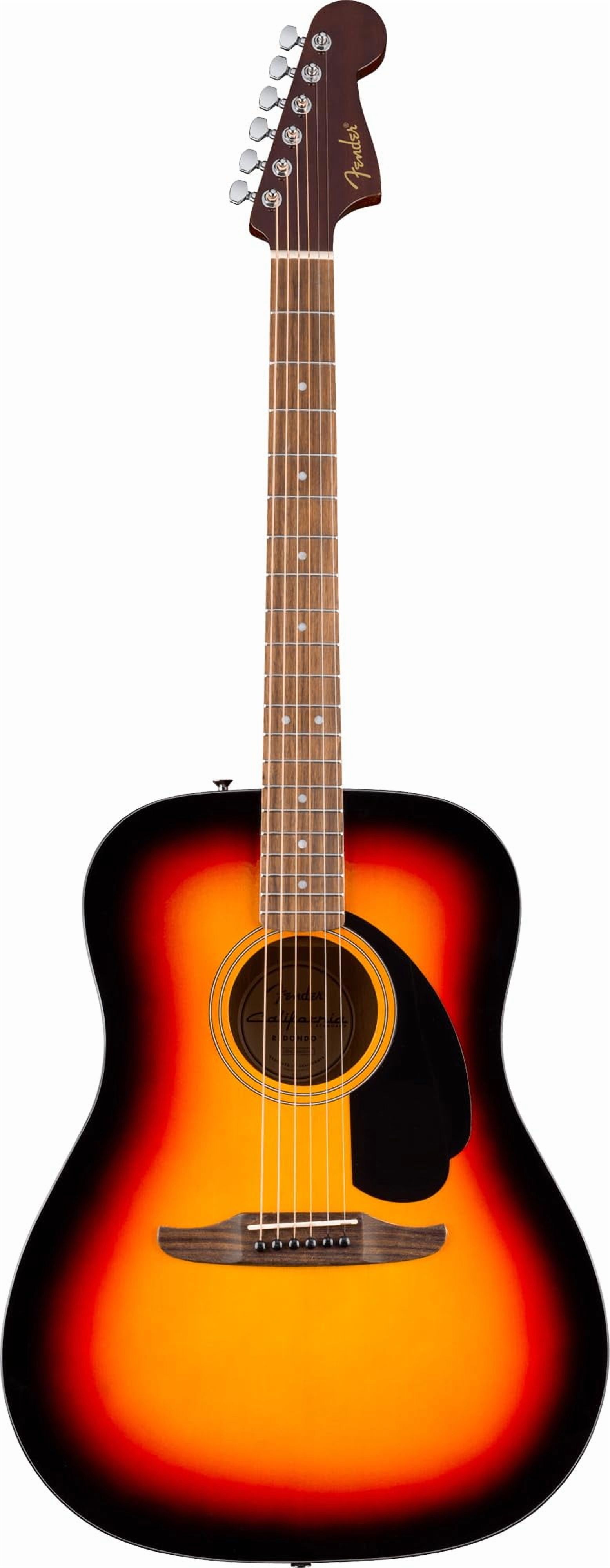 Fender California Standard Redondo Spruce Top Black Pickguard Acoustic Guitar - 3-Color Sunburst Bundle with Gig Bag, Tuner, Strap, Strings, Picks, and Austin Bazaar Instructional DVD