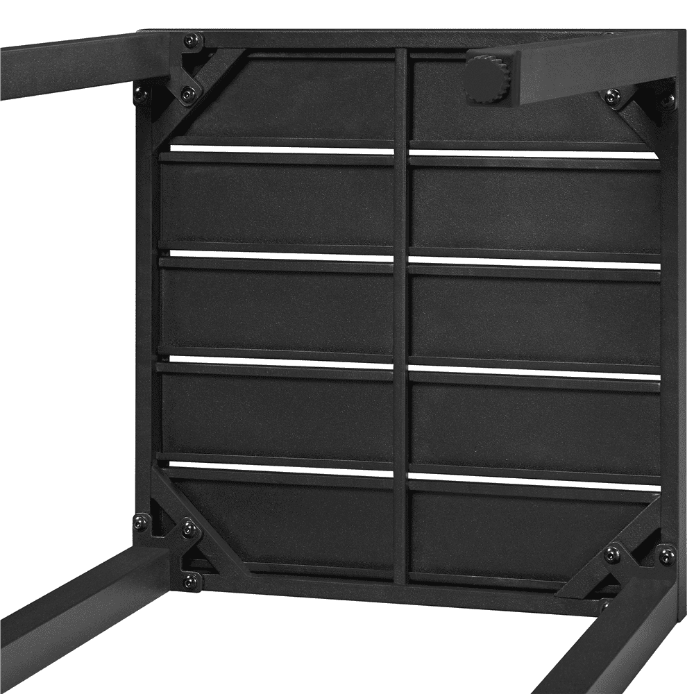 Renwick Outdoor Square Metal Side Table with Slatted Top, Black