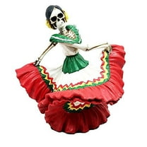 Red Dancing Senorita Day of The Dead Sugar Skull Mexico Dancer Figurine Calacas