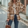 thumbnail image 3 of Xudanell Womens Oversized Flannel Plaid Shirts Long Sleeve Casual Collared Button Shirt Loose Blouse Top (Khaki,XXL), 3 of 5