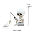 thumbnail image 3 of Bobblehead Skeleton Figurine With Fishing Rod And Fish Decoration, Whimsical Spooky Haunted Yard Balcony Ornament, Premium Sturdy Indoor Outdoor, 3 of 8