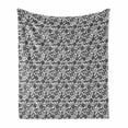 thumbnail image 1 of Polish Folk Art Soft Flannel Fleece Blanket, Repeating Botanical Composition with Folkloric Traditional Flowers, Cozy Plush for Indoor and Outdoor Use, 60" x 80", Charcoal Grey White, by Ambesonne, 1 of 6