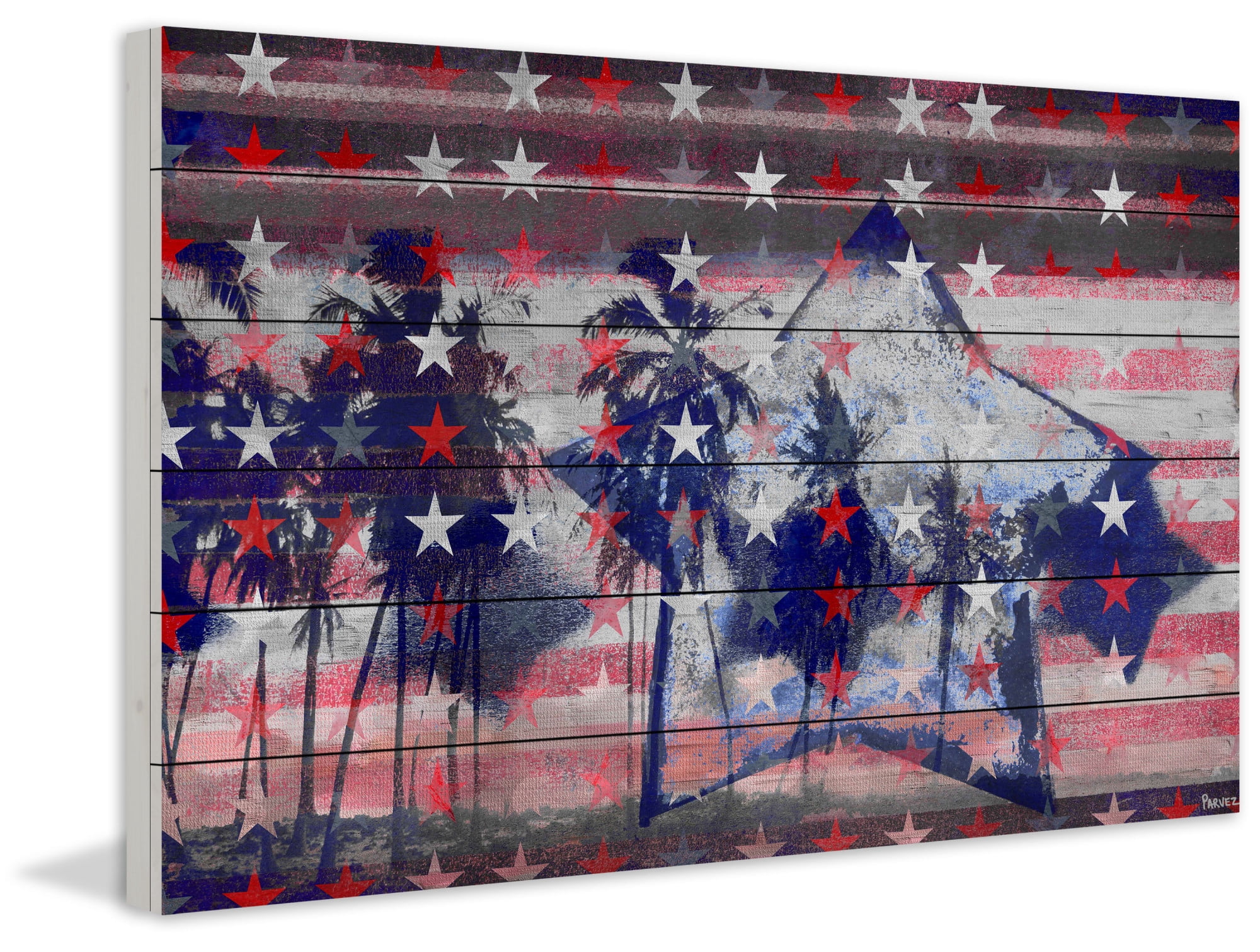 Parvez Taj "Stars and Palms" Print on White Wood