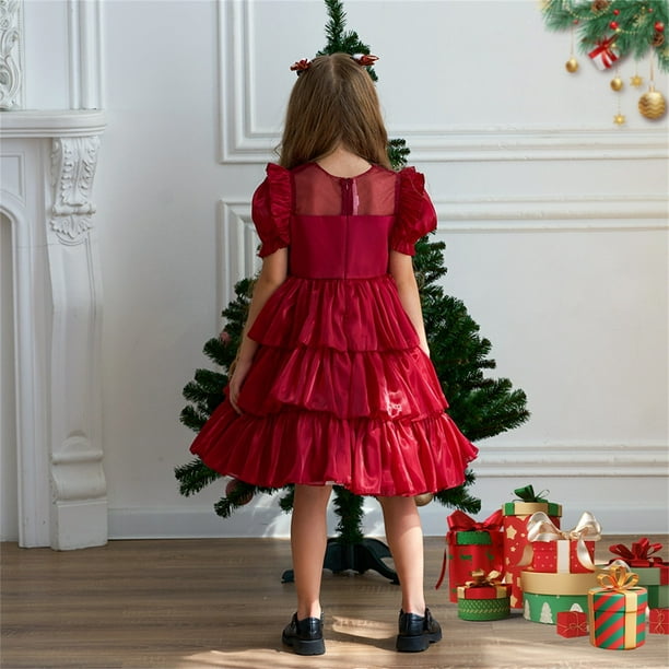 christmas dress 3-6 months Zhuashum Baby Girl Dress 6-9 Months Toddler Long Sleeve Christmas Round Neck Color Mastch Santa Prints Dress Dance Party Dresses Fall Winter Clothes Cute Wear Black