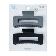 Time and Tru Womens Hair Claw Clip 2-Pack, Black Grey