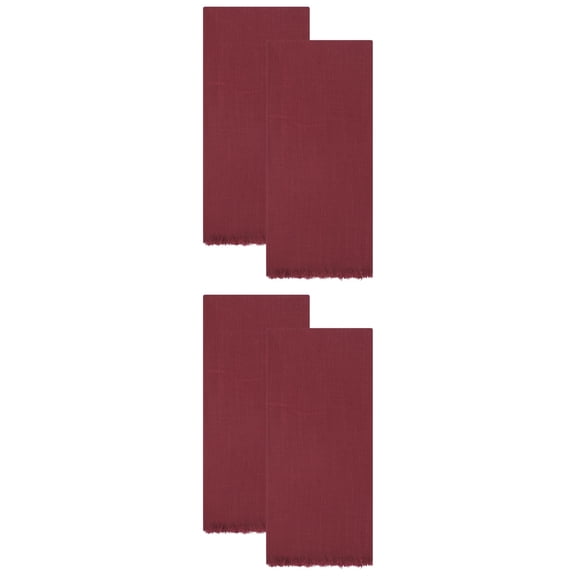Unique Bargains Cotton Linen Quick Dry Kitchen Towels Claret 4 Pack Claret 18" x 18"