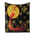 thumbnail image 1 of Birds Soft Flannel Fleece Throw Blanket, Mythical Fiery Phoenix Standing by the Fullmoon Ornamental Design, Cozy Plush for Indoor and Outdoor Use, 70" x 90", Vermilion Yellow, by Ambesonne, 1 of 6