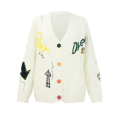 Charmgo Chunky Cardigan Sweaters for Women, Women's Top Knit Cardigan Loose Casual Sweater Coat Oversized Cardigans for Women, Beige Cardigan Sweaters for Women Trendy One Size