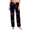 thumbnail image 2 of Valentine Day Pajama Pants for Women Love Heart Print Sleep Pants Womens Lounge Wear Soft Wide Leg Pajama Bottoms Pink M, 2 of 8