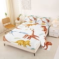 thumbnail image 2 of Homewish Cute Dinosaur Bed Sheets,Cartoon Animal Full Size Sheets,White,4 Pieces,1 Flat Sheet, 1 Fitted Sheet and 2 Pillowcases, 2 of 6